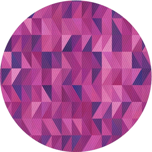 Ahgly Company Tapis d'Intérieur Rond Lavable en Machine Rose Profond Transitionnel, 4 Pieds Rond