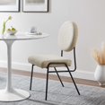 thumbnail image 2 of Side Dining Chair, Beige Black, Fabric, Mid Century Kitchen Cafe Bistro Hospitality Restaurant, Modern Contemporary HB34613, 2 of 9