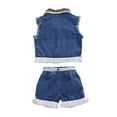 thumbnail image 2 of Bagilaanoe 2pcs Toddler Baby Girl Short Pants Set Sleeveless Leopard Print Vest Tops + Shorts 1T 2T 3T 4T 5T 6T Kids Casual Summer Denim Outfits, 2 of 8