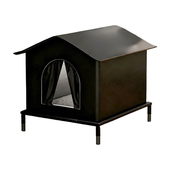 Guodhu Outdoor Cat House Waterproof Insulated Feral Cat Shelter Sun Protection Portable Foldable Pet Tent for Porch Yard Garden All Seasons Warm Bed(Black)