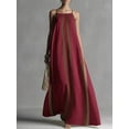 thumbnail image 4 of Ivory White Striped Linen-Blend Sleeveless Halter Maxi Slip Dress, 4 of 15