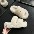 thumbnail image 3 of Women Fuzzy Slippers Winter Slippers Fashion Anti Slip Comfortable Soft Plush House Shoes Open Toe Slide Slippers for Indoor Outdoor Bedroom 40, 3 of 8
