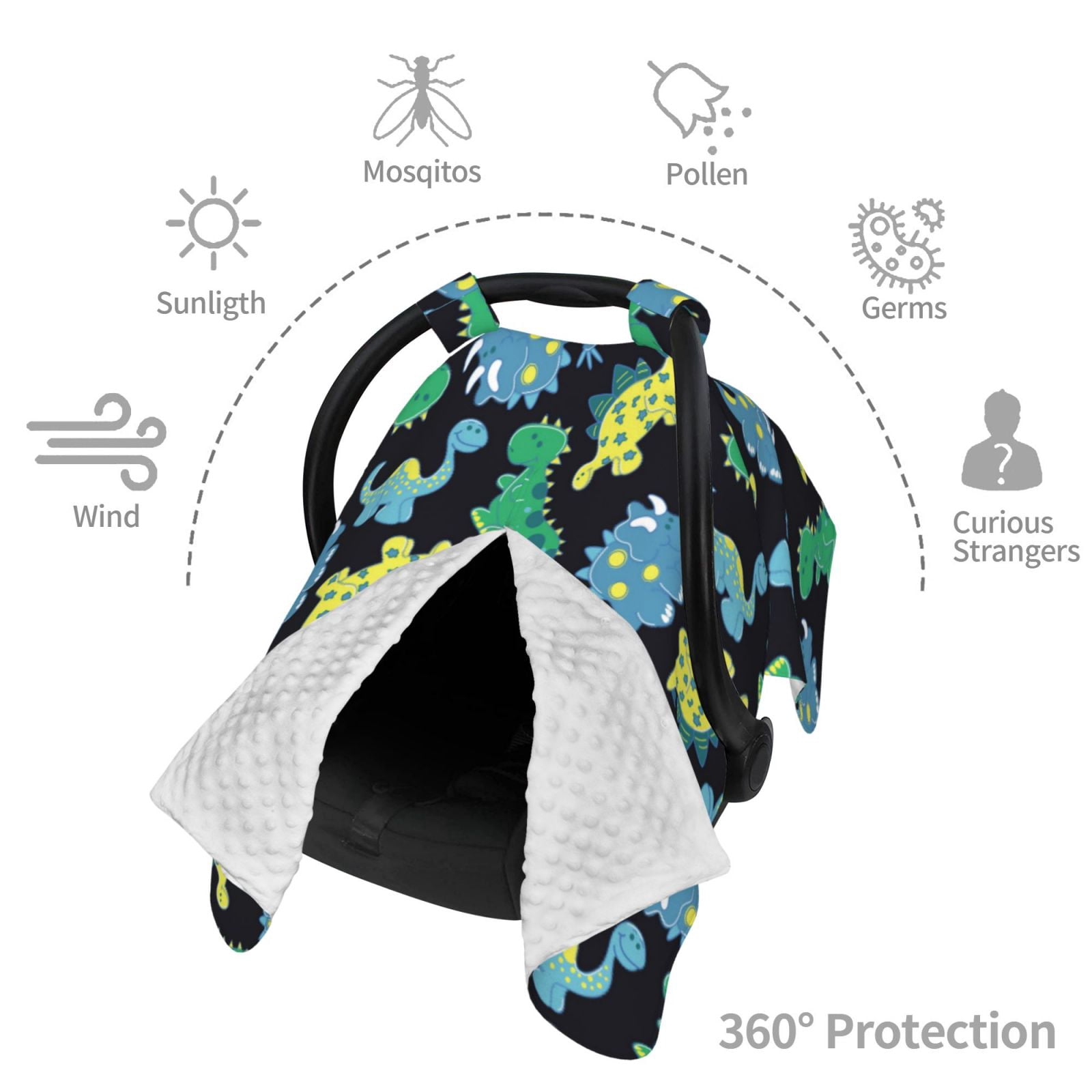 Car Seat Cover Baby - colorful Dinosaur Breathable Infant Car Seat Cover for Baby Carseat, Lightweight Comfort Baby Essentials Must Haves Newborn Stuff for Girl Boy