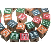 Large 1.25" Wood Alphabet Block Beads - Perfect Fine Motor Learning Activity for Toddlers and Preschoolers. Sort By Shape and Color, Large Beads