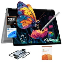 HP OmniBook X Flip Copilot PC Laptop Computer, 2-in-1 16" Touchscreen Laptop, AMD Ryzen AI 5, 16GB RAM, 512GB SSD, 1-Year of Microsoft 365, Stylus Pen, USB Hub, Backlit KB, WiFi 6 BT, Win 11