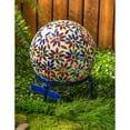 thumbnail image 2 of 10" Mosaic Glass Gazing Ball, Multicolored Flowers, 2 of 6