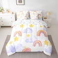 thumbnail image 2 of jejeloiu Watercolor Graffiti Rainbow 7-Piece Twin Bedding Sets,Stars Clouds Print Bedding Comforter Set,White Orange Purple Sheet Sets For Girls,Breathable Home Decor Reversible, 2 of 8