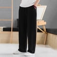 thumbnail image 2 of Men’s Linen Casual Pants Summer Thin Wide Leg Straight Barrel Loose Fit Trousers, 2 of 6