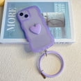 thumbnail image 2 of Purple Heart Phone Case Compatible with iPhone 12 Pro, Cute 3D Love Heart Phone Case, Curly Wave Shape Clear Heart Phone Cover with Round Bracelet for Women Girls, 2 of 6
