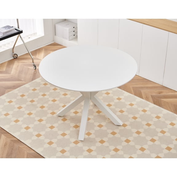 MAYEERTY Modern Dining Table Cross Legs Tempered Glass Top Minimalist Small Homes