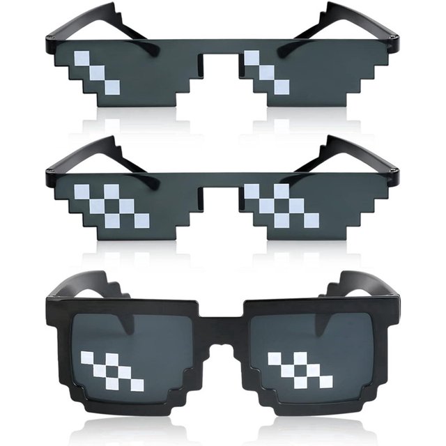 Paquete de 3 gafas de sol Vevor diseño de mosaico de 8 bits negro cuadrado