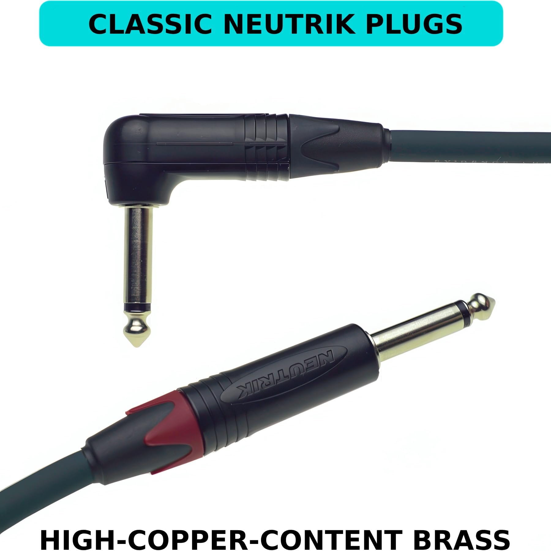 Evidence Audio The Reveal Instrument Cable Right to Straight Plugs 10 feet 3 m