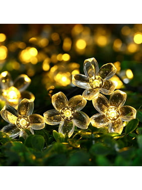 QiShi Garden Solar String Lights, 22.96ft 50 LED Solar Fairy Blossom Flower for Indoor, Outdoor, Patio, Lawn, Garden, Christmas, and Holiday Festivals Decorative Lights (Warm White)