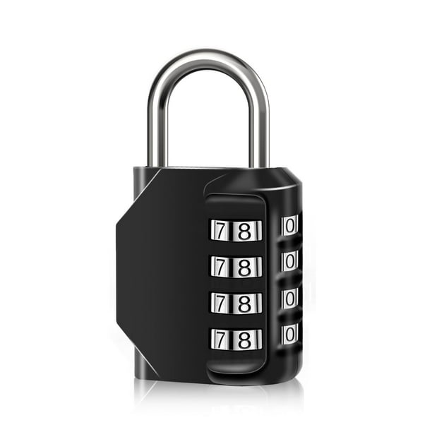Candados de combinación a prueba de agua de 4 dígitos con código de combinación, cerradura de combinación de aleación de zinc para puerta, almacenamiento, negro (1 pieza)