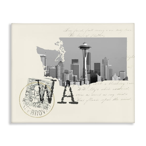 Stupell Industries Victorian Washington Black and White Photograph on Cream Paper Postcard Canvas Art, 30 x 24, by Lil' Rue