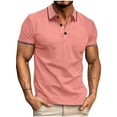 thumbnail image 3 of SROBPTY Mens Summer Shirts, Short Sleeve T Shirts for Men, Mens Solid Color Button Collared Casual Short Sleeve Everyday Shirts Watermelon Red,XXL, 3 of 5