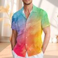 thumbnail image 2 of RUTAYY Men's Shirts Rainbow Print Short Sleeve Comfortable Breathable Turndown Collar Button Down Casual Daily Wear Travel Elegant Blouse, 2 of 4