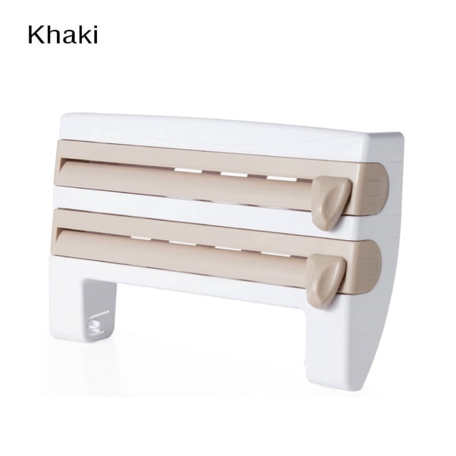Plastic Refrigerator Cling Film Cutting Storage Rack Wrap Cutter Kitchen Tin Foil Paper Towel Holder Shelf Plastic Hang Holder, Rose Gold