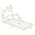 thumbnail image 6 of Bellemave Twin Size Wood Floor Bed with House-shaped Headboard  Montessori Floor Bed with Rails and Wooden Slats, No Box Spring Needed, White, 6 of 11