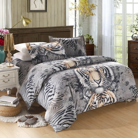 Anself Tiger Pattern 4Pcs 3D Printed Bedding Set ...