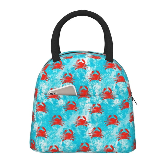 Balery Crab Swims In The Ocean Bolsa de Almuerzo para Mujeres, Caja de Almuerzo, Bolsa de Almuerzo Pequeña Impermeable, Tote de Almuerzo Reutilizable con Gran Capacidad
