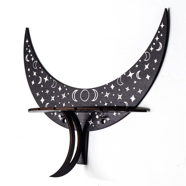 Soporte De Almacenamiento Estante de decoración de cristal de luna creciente estilo bohemio para café negro L Ehuebsd Libre de BPA