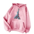 thumbnail image 3 of Sweat à Capuche pour Femmes Mode Femmes Décontracté Imprimé T-shirt à Manches Longues Chemisier Col Rond Casual Tops Pull-Over Cordon de Serrage Sweatshirt, 3 of 4
