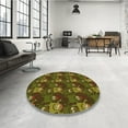 thumbnail image 4 of Ahgly Tapis Rond Lavable en Machine Intérieur Transitionnel Jaune Foncé Vert, 8 Pieds Rond, 4 of 7