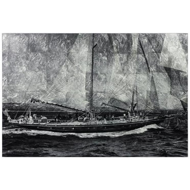 Empire Art Direct TMS-EAD2927-3248 World Regata Reverse Printed Tempered Glass Art with Silver Leaf