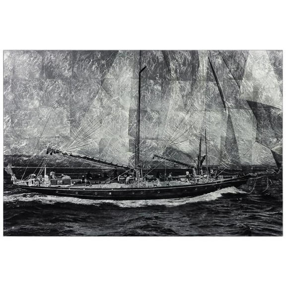Empire Art Direct World Regata Reverse Printed Tempered Glass with Silver Leaf Wall Art, 32" x 48" x 0.2", Ready to Hang