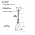 thumbnail image 3 of Teardrop Belly Button Ring Navel Cubic Zircon Opal G23 Titanium Hypoallergenic Threaded 14G Body Piercing Jewelry for Women FGS, 3 of 7