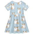 thumbnail image 2 of Girls Short Sleeve A-Line Dress Cute Little Dog Pattern Play Dress Sizes 3T, 2 of 8