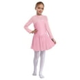 thumbnail image 3 of Hansber Figure Ice Skating Dress for Girls Rhinestone Mesh Long Sleeve Ballet Tutu Leotard Dress for Competitions Pink 6, 3 of 7
