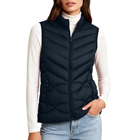 Levmjia Women Vest Sleeveless Zip Up Waistcoat Lightweight Warm Outerwear Windproof Pockets Commute Leisure Holiday Travel Fall Winter Comfortable Loose Fit Daily Casual Outdoor