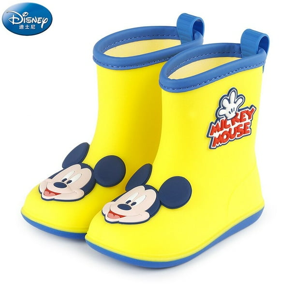 Botas de lluvia para niños de Disney para niños y niñas más botas de lluvia de terciopelo para niños Mickey para bebés antideslizantes ligeras para agua caliente shoes190-Insole 18.5cm Gao Jinjia LED