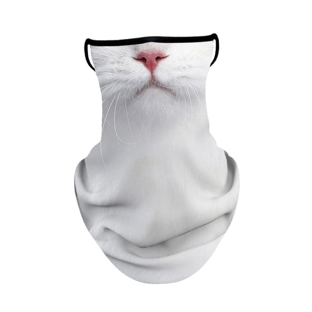 Bandana bufanda Zulema cara cubierta con patrón de gato colgante de oreja Estilo A