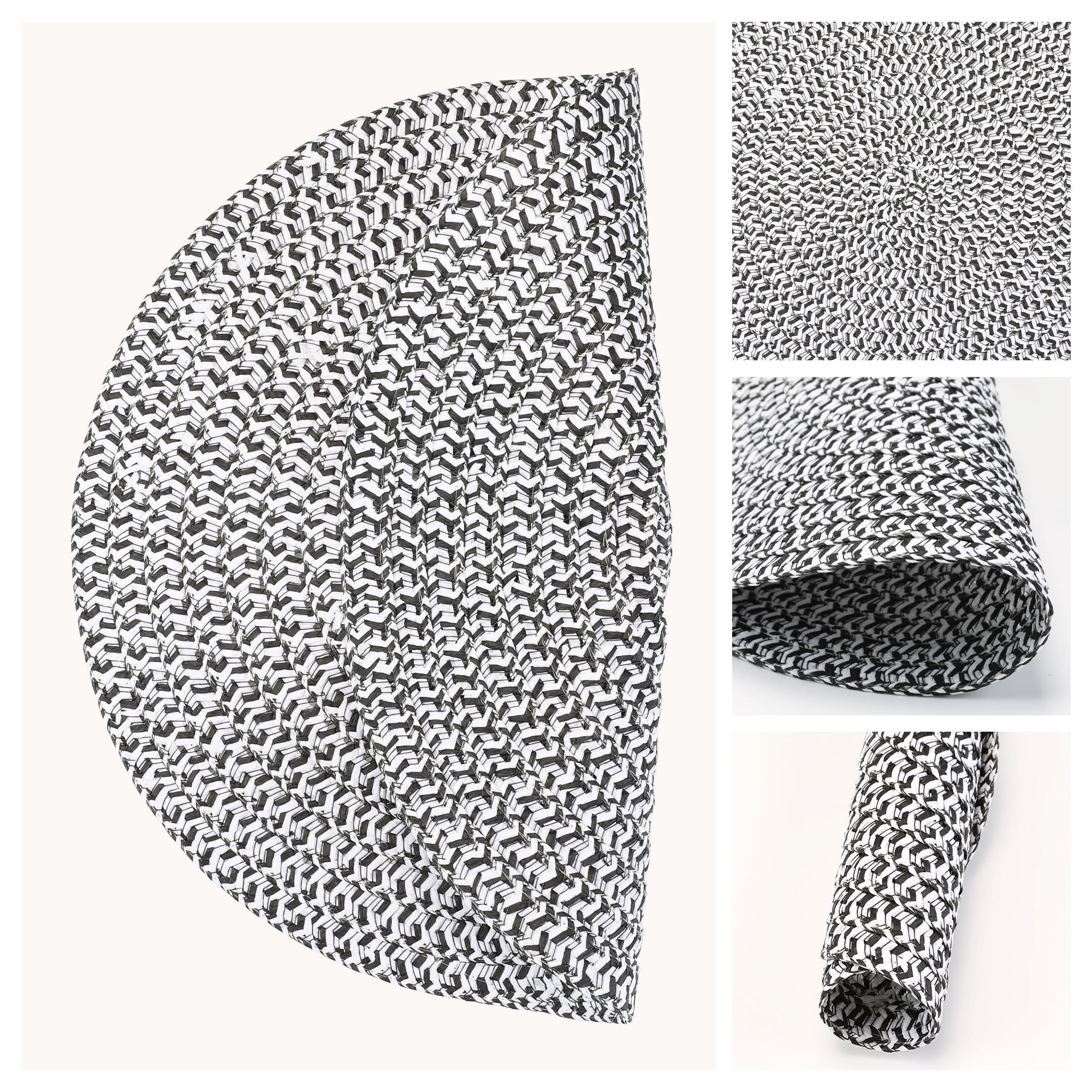 Unique Bargains Round Placemats Set of 6 Woven Placemats for Home Black