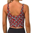 thumbnail image 3 of Vsdgher Red Floral Print Women Sleeveless Athletic Tank Top Built-in Bra Camisole Sports Vest for Yoga Running Fitness Exercise with Removable Pads, 3 of 8