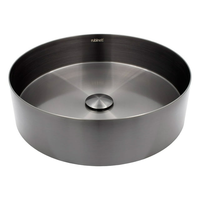 Ovalin Lavabo Redondo Rubinett Acero Inoxidable 304 Negro Super Lujo