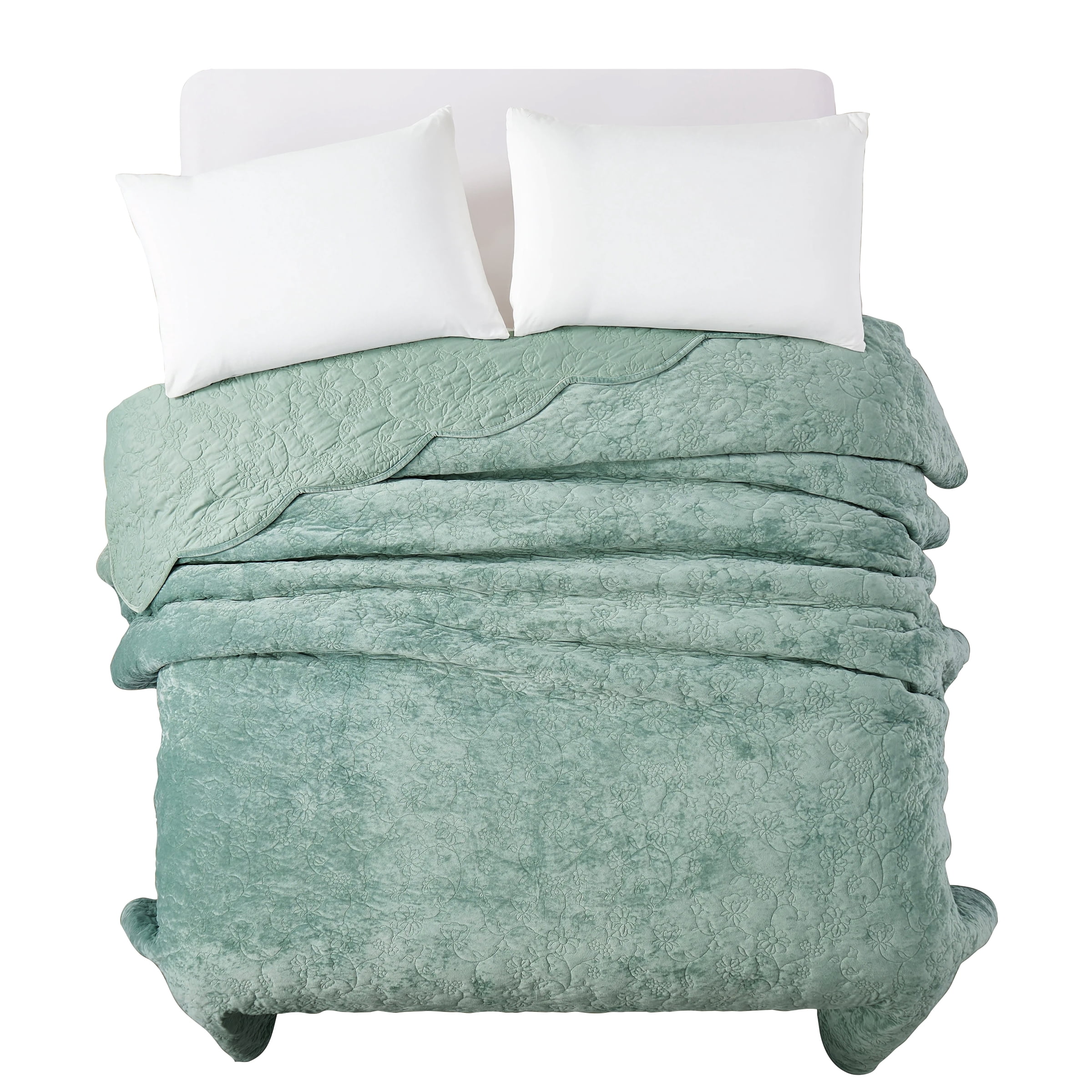 The Pioneer Woman Eloise Floral Velvet Quilt, King, Green River Bedding