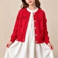 thumbnail image 3 of Busydd Girls Knit Cardigan Sweater 0-6 Years Trendy Comfy Button Down Round Neck Cardigans Casual Long Sleeve Open Front Outerwear 0-1 Years, 3 of 10