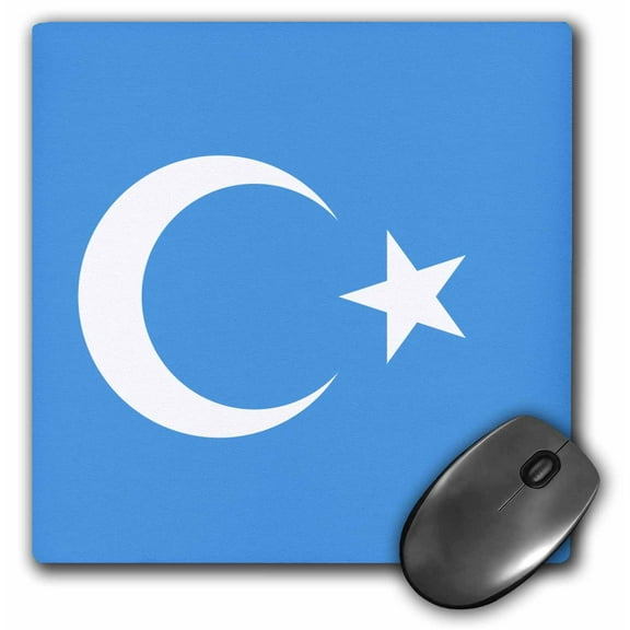 3dRose, East Turkestan flag - Kokbayraq - Kok Bayraq - Sky blue with white crescent moon and star, MousePad
