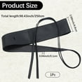 thumbnail image 2 of Black Wide Thin Elastic Pu Leather Corset Self Tie Waist Strap Obi Style Cinch Strap Sash Belt Knot Wrap Around Belts for Women s Ladies Dresses Party Special Occasion Formal Prom Black, 2 of 6