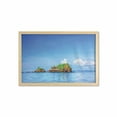 thumbnail image 1 of Island Wall Art with Frame, Photo of Tropic Islands in the Pacific Sea Vivid Sky View Peaceful Idyllic, Printed Fabric Poster for Bathroom Living Room, 35" x 23", Blue White, by Ambesonne, 1 of 2