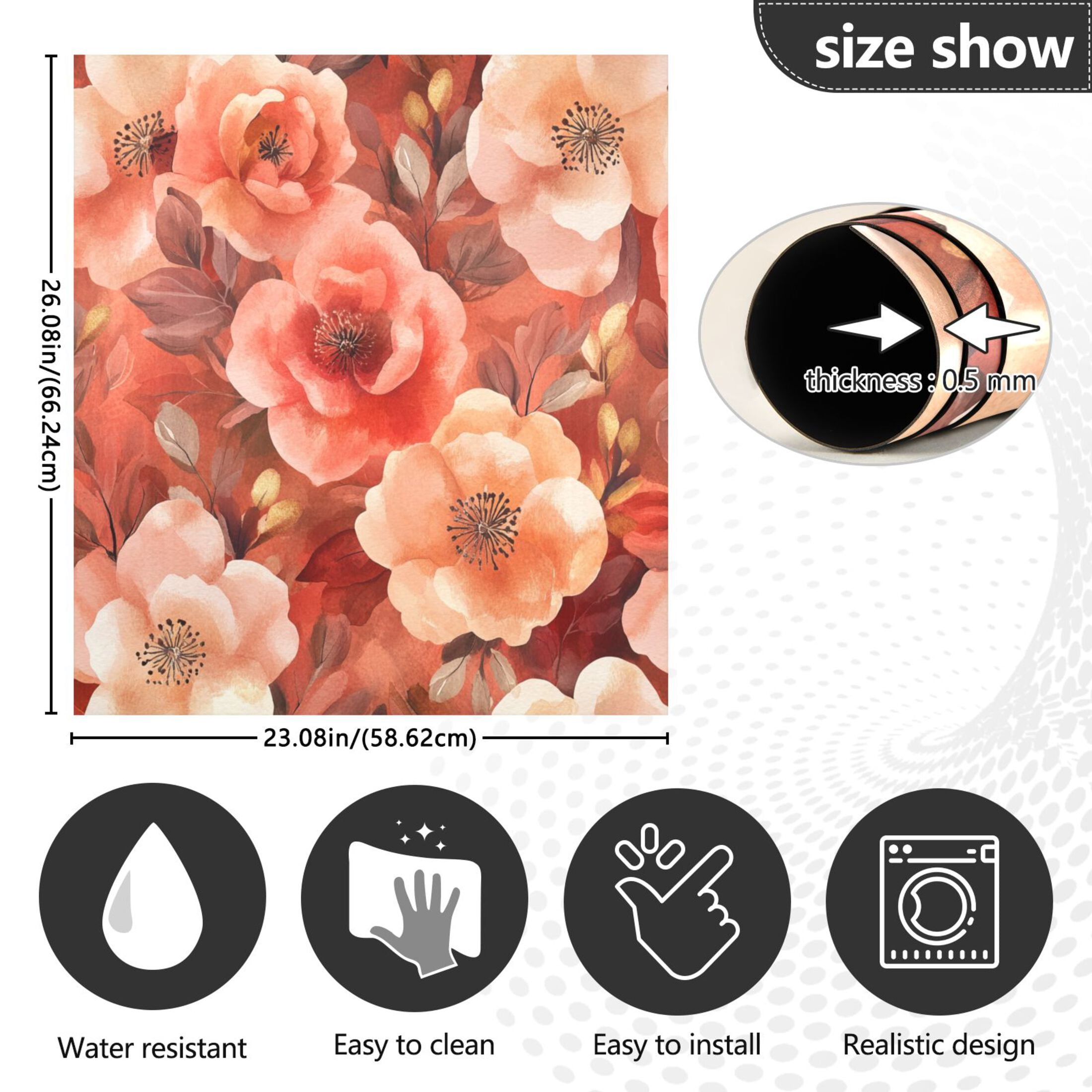 Dishwasher Magnetic Sticker 23x26 Inch Refrigerator Magnetic Sticker Washing Machine Magnetic Sticker Kitchen Panel Magnetic Sticker Home Decor Vibrant Orange Flowers