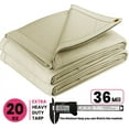 thumbnail image 3 of PROTARP Extreme Heavy Duty WaterProof Canvas Tarp 20 oz, UV Resistant Tarpaulin Cover with Rustproof Brass Grommets, Multipurpose for Canopy, Roof, Camping, Wood Pile (Ivory 14'X14'), 3 of 7