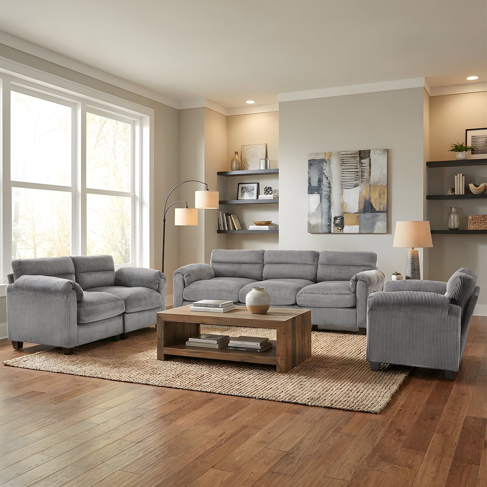 Bonzy Home Modular Sectional Sofa Couches Living Room Sofa Set Ideal for Small Spaces & Family Fun Gray