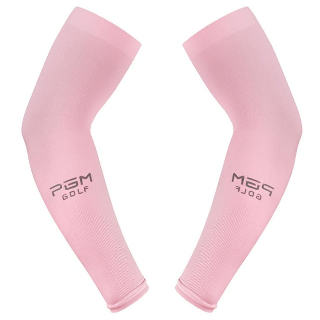 Mangas de compresión de nailon para brazos con protección solar UV para hombres y mujeres. Rosado
