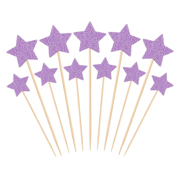 Uxcell Little Star Cupcake Toppers, Star Cupcake Picks Birthday Cake Decorations, Dark Pink 50 Pcs