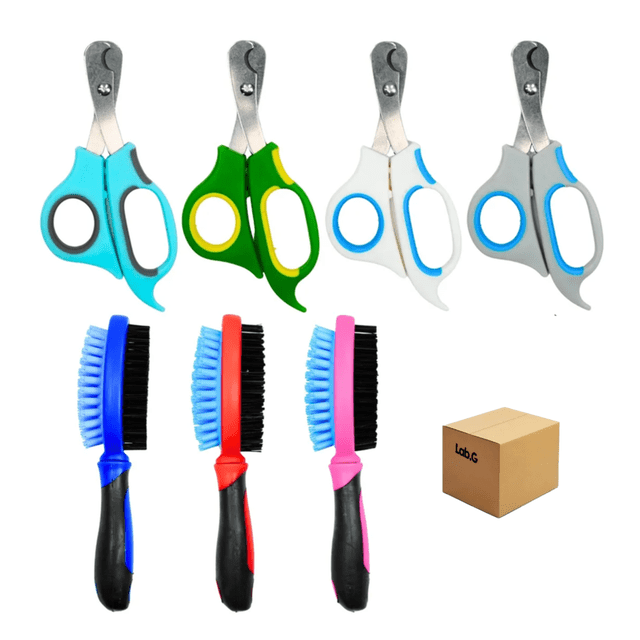 Kit Cepillo Y Tijeras Mascota 7pz Lab.G, Colores